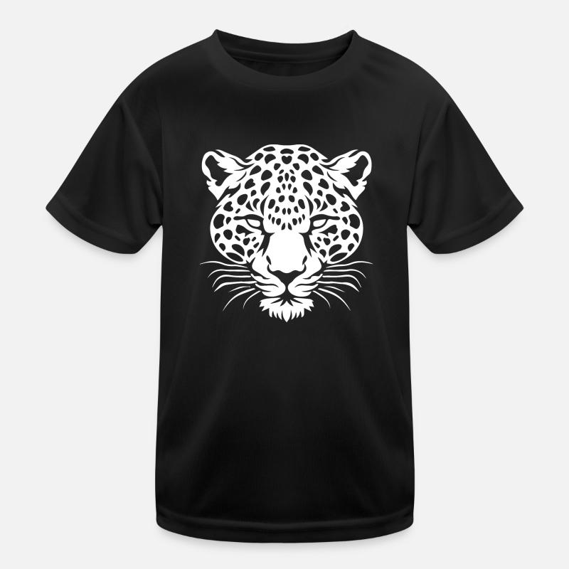 Leopard - Kinder Funktions-T-Shirt - Schwarz
