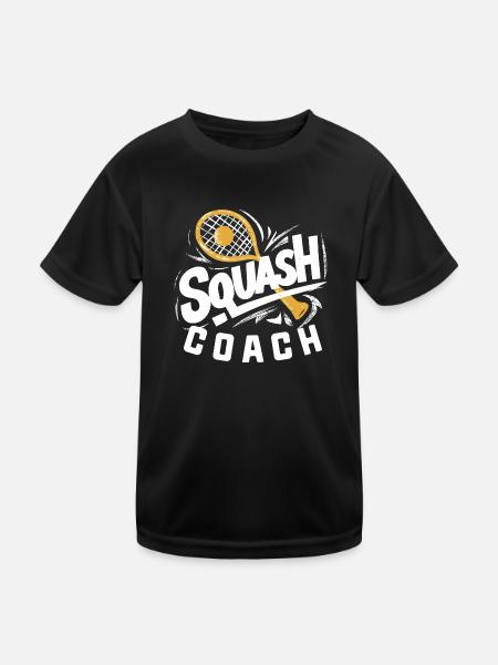 Squashspielen-Coach - Kinder Funktions-T-Shirt - Schwarz - Vorne