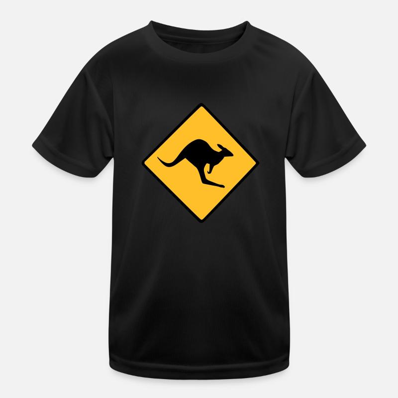 Roadsign Känguruh - Kinder Funktions-T-Shirt - Schwarz