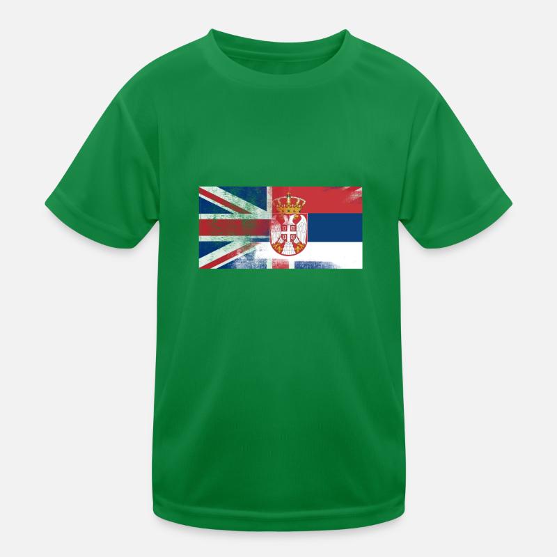 Britannique Serbie serbe Moitié Royaume-Uni Drapeau T-shirt sport Enfant