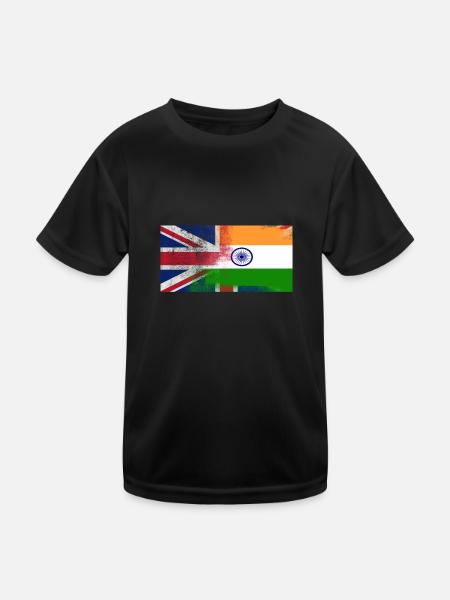 British Indian Half India Half UK Flag - Kids Functional T-Shirt - black
