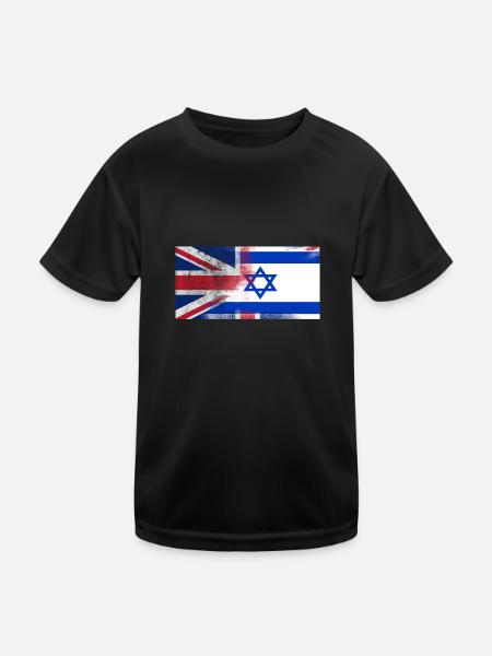 Britische Israeliten Halb Israel Halb UK Flagge - Kinder Funktions-T-Shirt - Schwarz