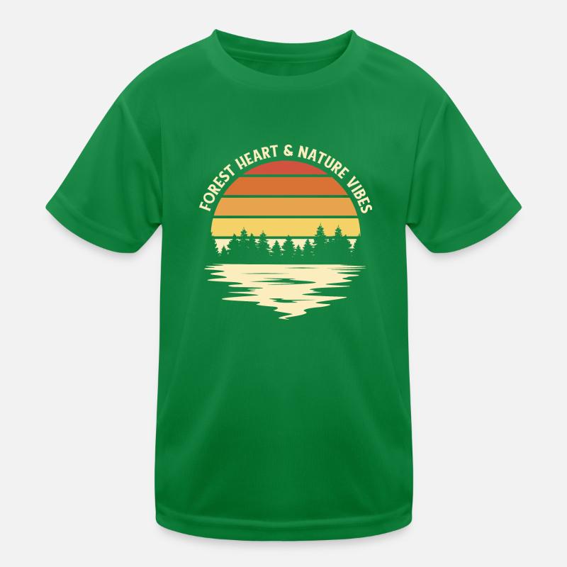 Sonnenuntergang Retro Wald Kinder Funktions-T-Shirt