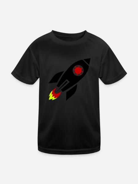 fusée - T-shirt sport Enfant - noir - Devant