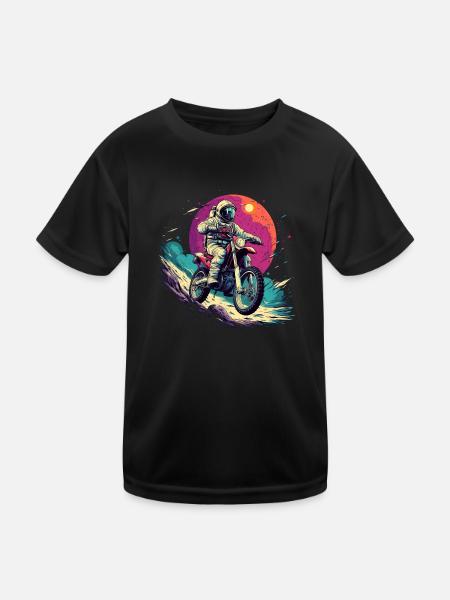 Moto-Cross Astronaut - Kinder Funktions-T-Shirt - Schwarz