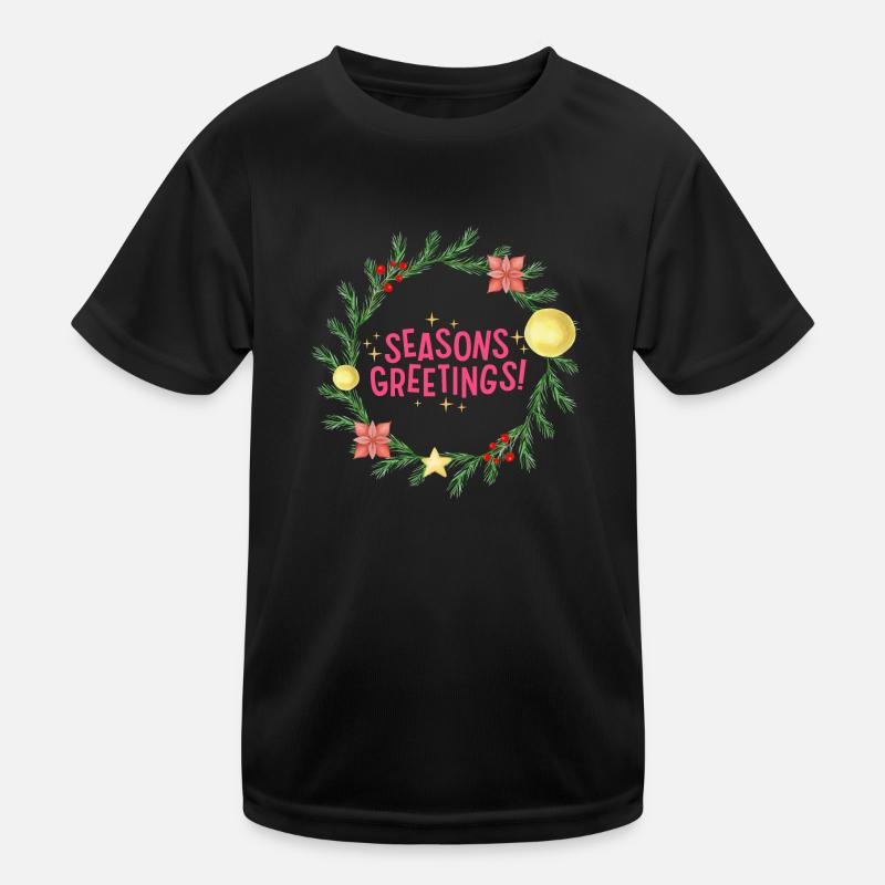 Seasons Greetings Christmas Wreath Kids Functional T-Shirt