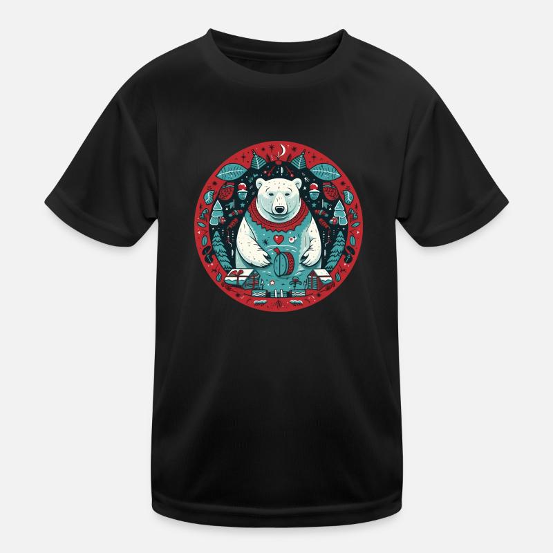Ours polaire avec des éléments de Noël, ours d’amour T-shirt sport Enfant