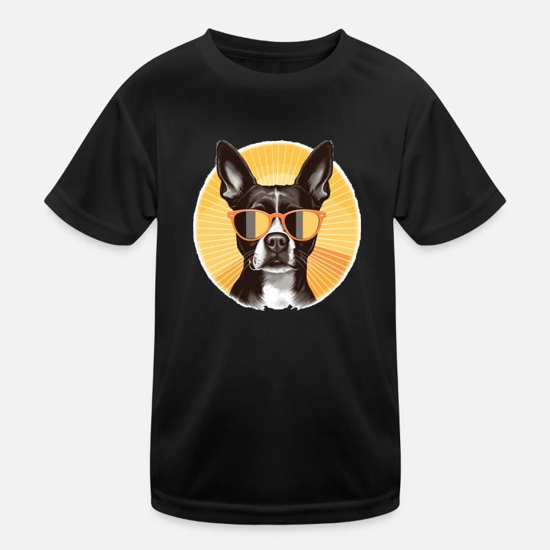 Boston Terrier 2 - Kinder Funktions-T-Shirt - Schwarz