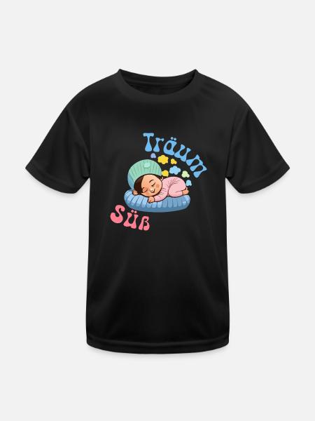Schlaf T-Shirt - Träum süß - Kinder Funktions-T-Shirt - Schwarz - Vorne
