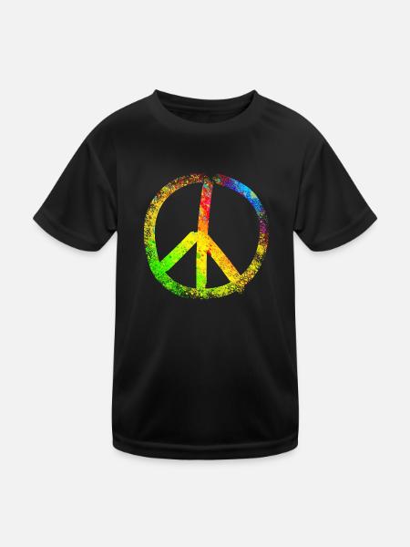 peace sign rainbow 02 - Kids Functional T-Shirt - black