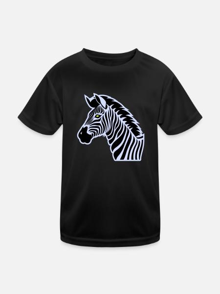 zebra - Kinder Funktions-T-Shirt - Schwarz - Vorne