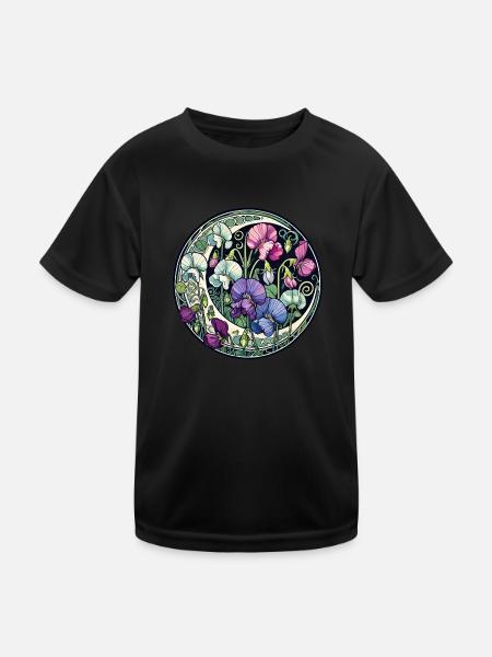 Lila süße Erbsen - Kinder Funktions-T-Shirt - Schwarz - Vorne