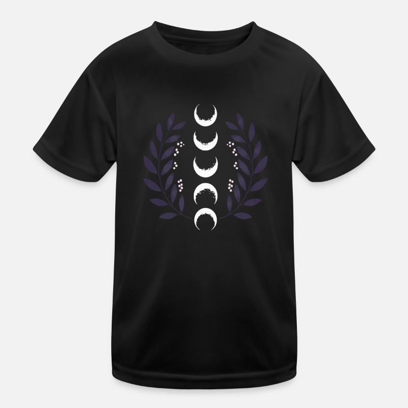 Phase de lune céleste BOHO Fleurs sauvages Zodiaque Sorcière T-shirt sport Enfant