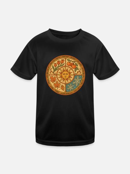 Jahrgangs-Jahreszeiten - Kinder Funktions-T-Shirt - Schwarz - Vorne