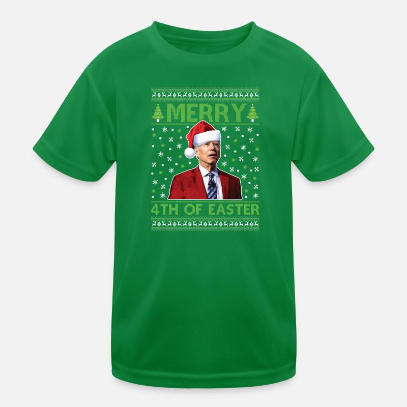 Merry 4th Of Easter Funny Joe Biden Ugly Christmas Kids Functional T-Shirt