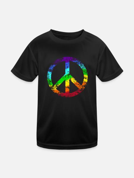 Peace signs rainbow peace pacifist reggae - Kids Functional T-Shirt - black - Front