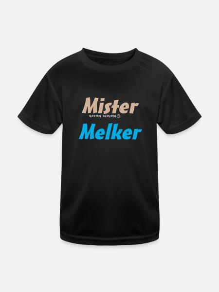 Mister Melker - Kinder Funktions-T-Shirt - Schwarz - Vorne