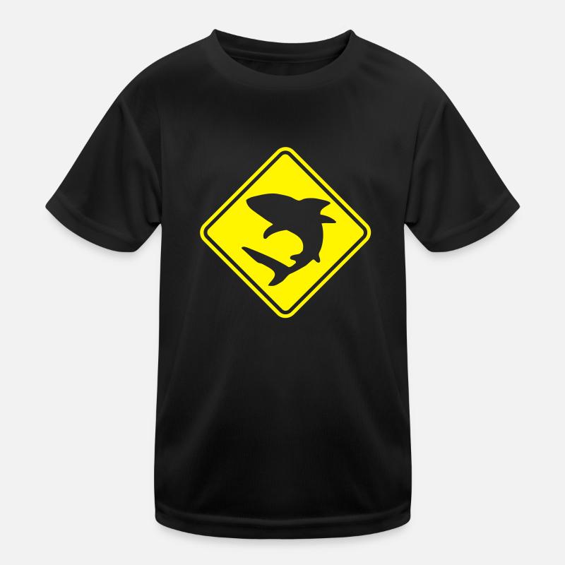 Poker Shark Warning Roadsign Kids Functional T-Shirt