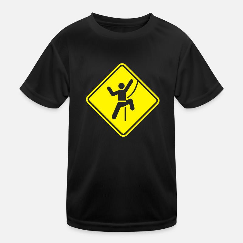 Rock Climbing Roadsign Kids Functional T-Shirt