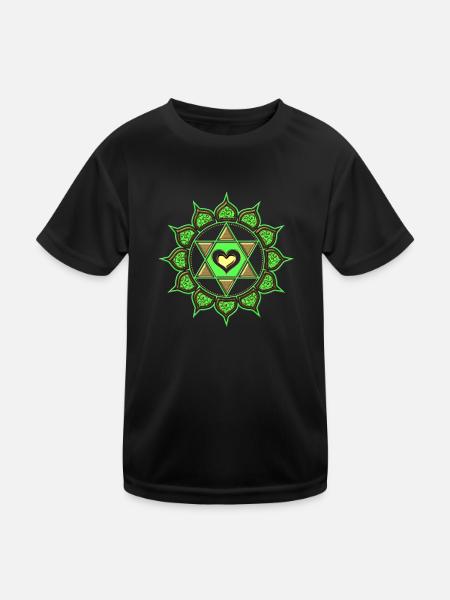 Herz Chakra, Anahata, Zentrum der Liebe Buddhismus - Kinder Funktions-T-Shirt - Schwarz - Vorne