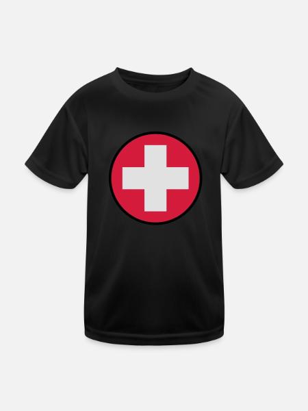 Switzerland9 - Kinder Funktions-T-Shirt - Schwarz - Vorne
