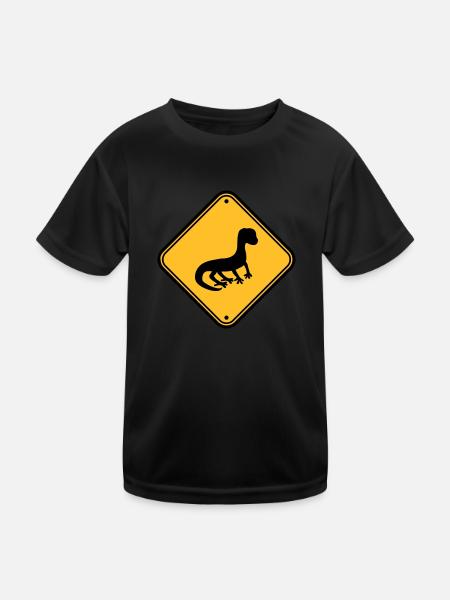 warnung achtung vorsicht hinweis schild silhouette - Kinder Funktions-T-Shirt - Schwarz - Vorne