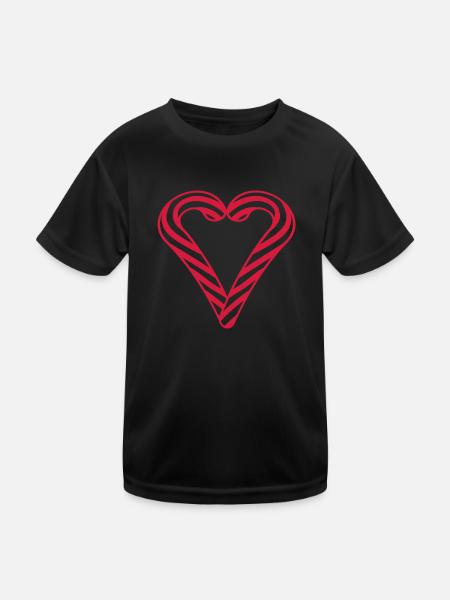 liebe herz verliebt form zuckerstange lecker suess - Kinder Funktions-T-Shirt - Schwarz - Vorne
