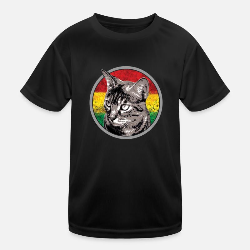 Reggae Katze - Kinder Funktions-T-Shirt - Schwarz