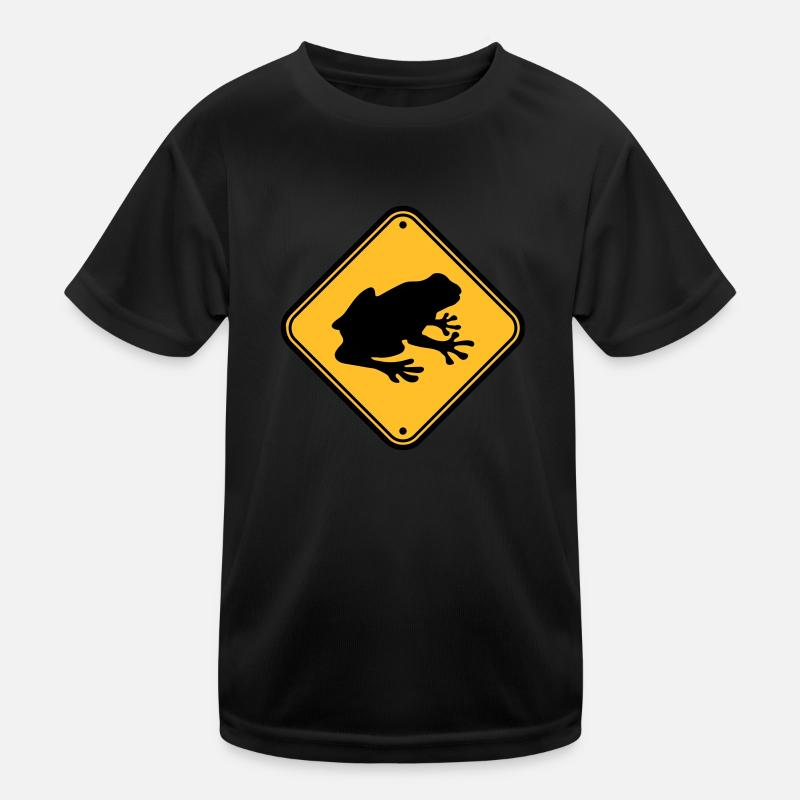 caution frog shield warning warning zon Kids Functional T-Shirt