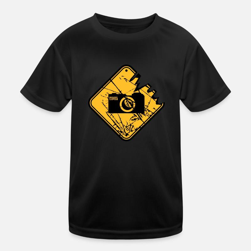 Danger warning sign camera Kids Functional T-Shirt