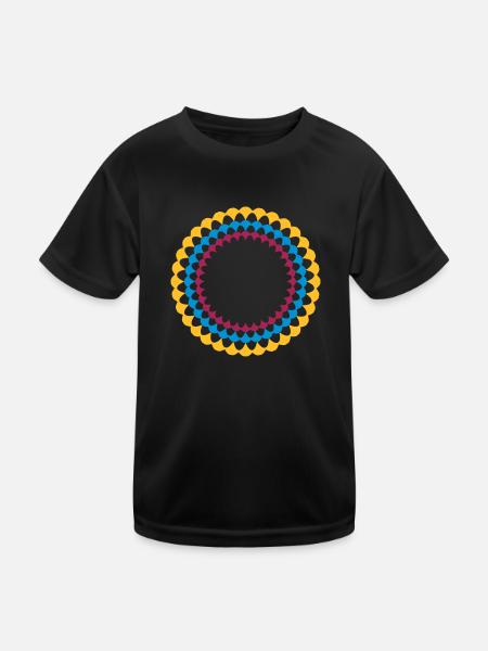 bunte kreis blume form rund rahmen schoener dekora - Kids Functional T-Shirt - black - Front