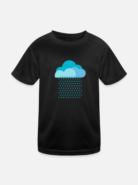 Wir lieben Regen, Wetter, Wolke, Regentropfen, - Kinder Funktions-T-Shirt - Schwarz - Vorne