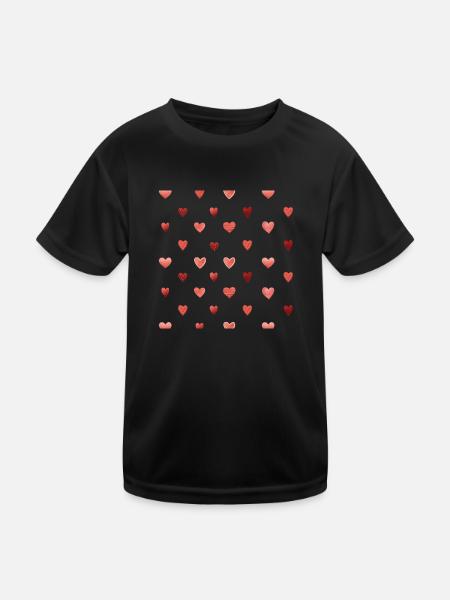 Herzen - Kinder Funktions-T-Shirt - Schwarz