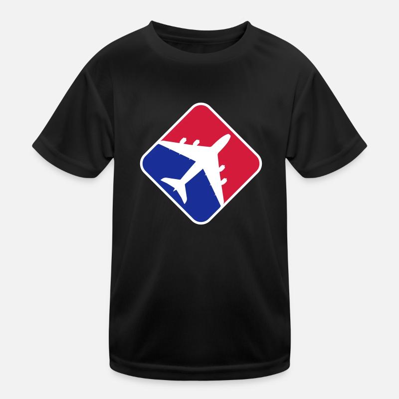 Flugzeug Rot Blau Kinder Funktions-T-Shirt