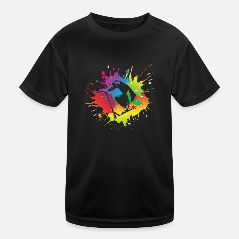 Scooter Stunt - Kinder Funktions-T-Shirt - Schwarz