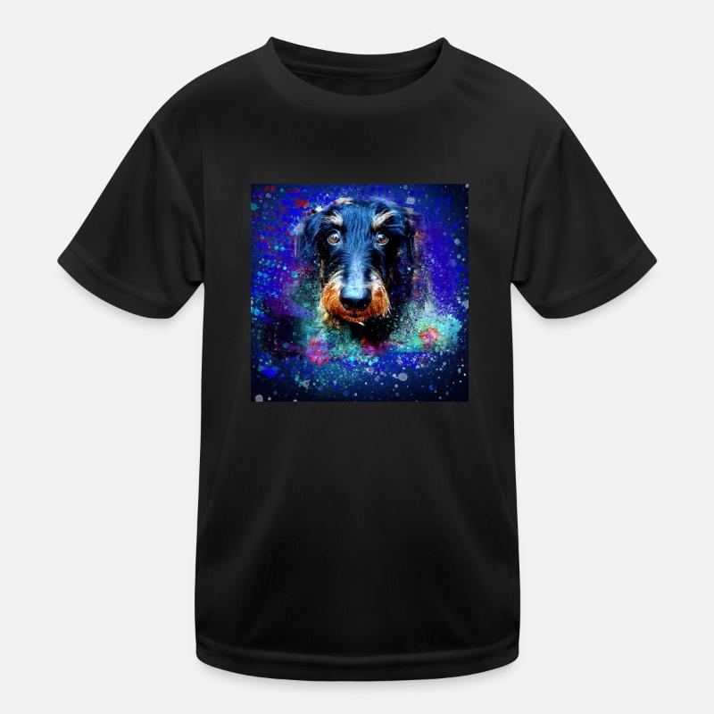 Dackel, Hund, Malerei, Graffiti,bunt Kinder Funktions-T-Shirt