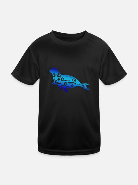 Maori Seelöwen Polynesien Tribal Tattoo Geschenk - Kinder Funktions-T-Shirt - Schwarz