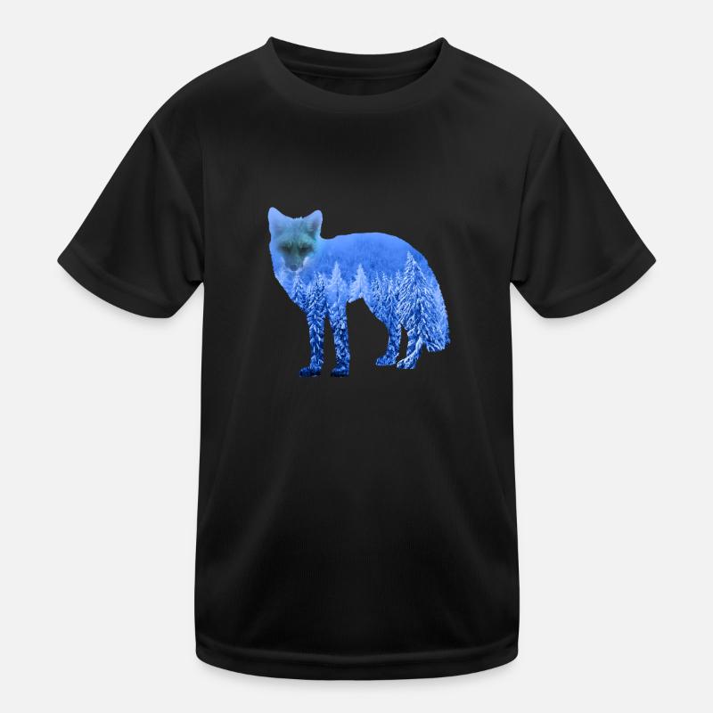 Double Exposure Tiere Polarfuchs Eisfuchs Geschenk Kinder Funktions-T-Shirt
