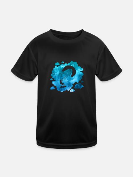 Double Exposure Kite Surfing Retro Gift - Kids Functional T-Shirt - black - Front