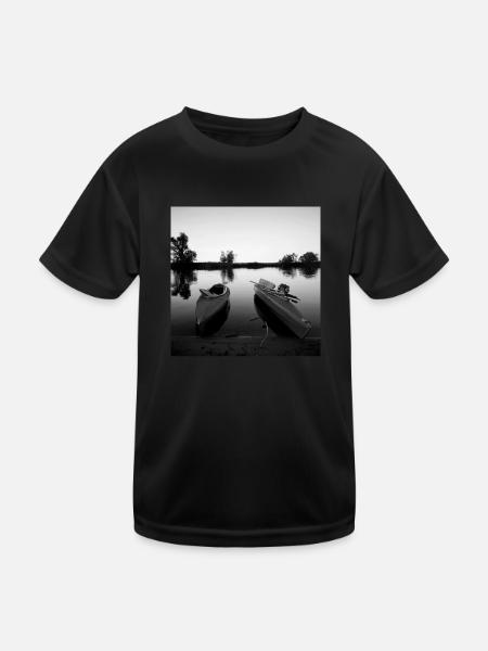 Faltboote - Kinder Funktions-T-Shirt - Schwarz - Vorne