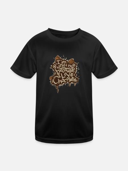 Lustiges Laufen für Schokolade - Kinder Funktions-T-Shirt - Schwarz - Vorne