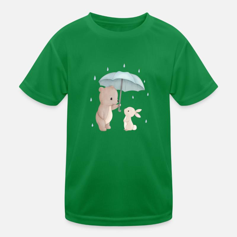 Bear rabbit umbrella Kids Functional T-Shirt