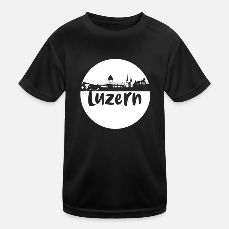 luzern,skyline, circle, sheare-cut, white Kids Functional T-Shirt