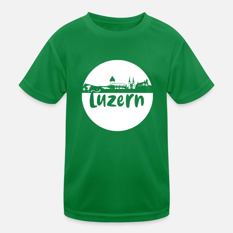 luzern,skyline, circle, sheare-cut, white Kids Functional T-Shirt