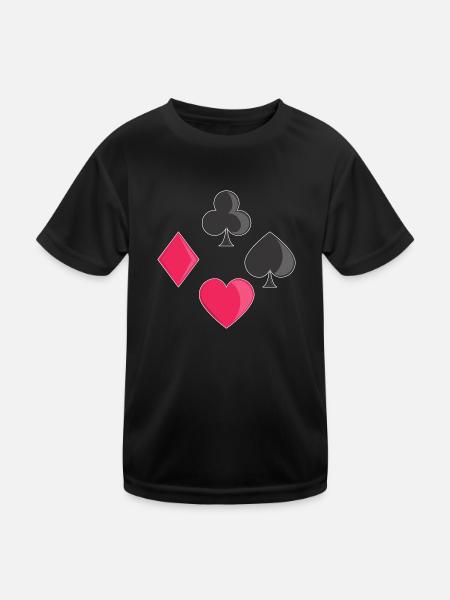 Cards Colors Cross Spades Heart Checkcard Game - Kids Functional T-Shirt - black - Front