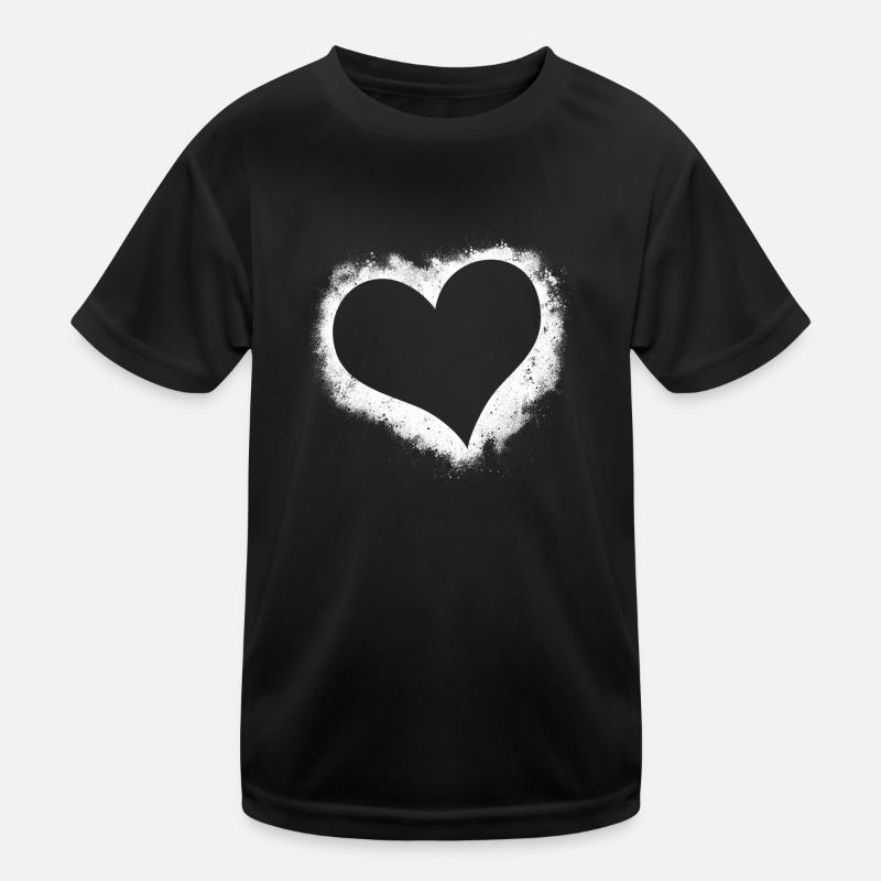 Heart grunge paint splatter black and white Kids Functional T-Shirt