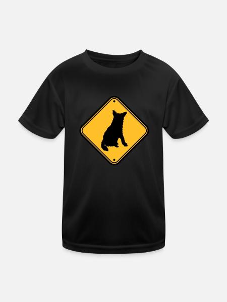 Vorsicht bissiger Hund - Kinder Funktions-T-Shirt - Schwarz - Vorne