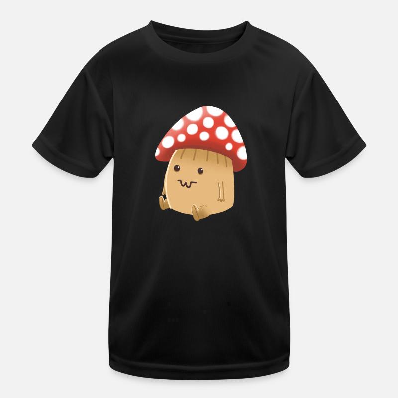 Hand gezeichnet niedlich gekappt Pilz Mann Kinder Funktions-T-Shirt