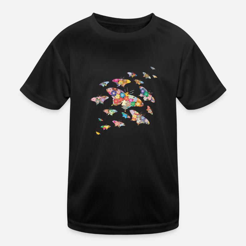 Dubbele blootstelling lente vlinders bloemen Functioneel T-shirt voor kinderen