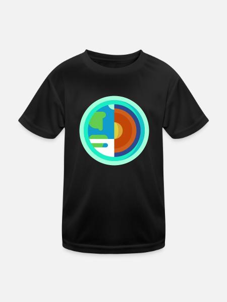 Erde - Kinder Funktions-T-Shirt - Schwarz - Vorne